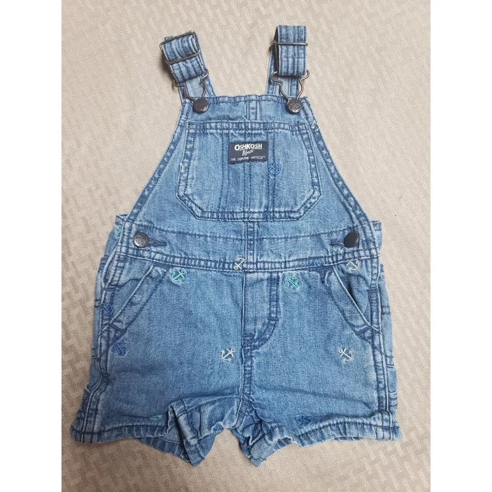 OshKosh BGosh Nautical Blue jean Overall short‎ 12m